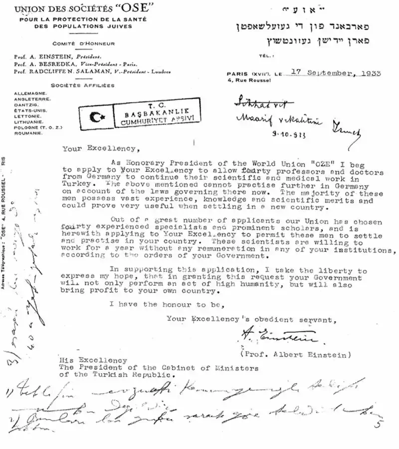 Einstein’ın 1933 Yılında Türkiye Cumhuriyeti Başbakanlığına Gönderdiği Mektubun Önemi Nedir?